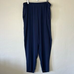 Eileen Fisher Blue Silk Georgette Crepe Lantern Pant
